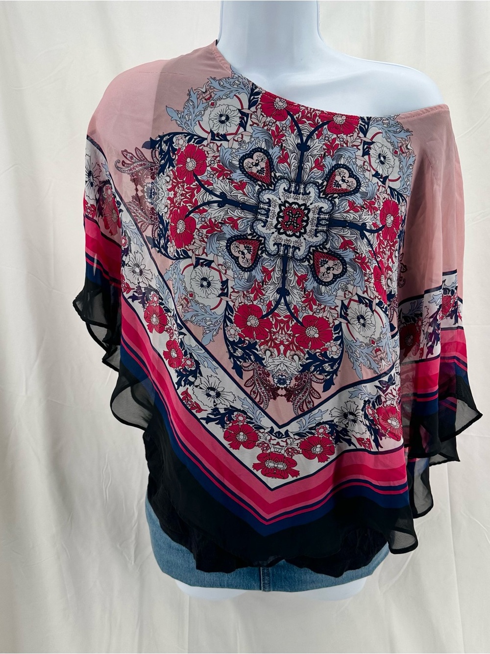 Coquette Whimsy Apt. 9 Pink and Black Y2K Poncho